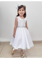 VESTIDO BRANCO BATIZADO E DAMINHA TAM. 12 AO 16